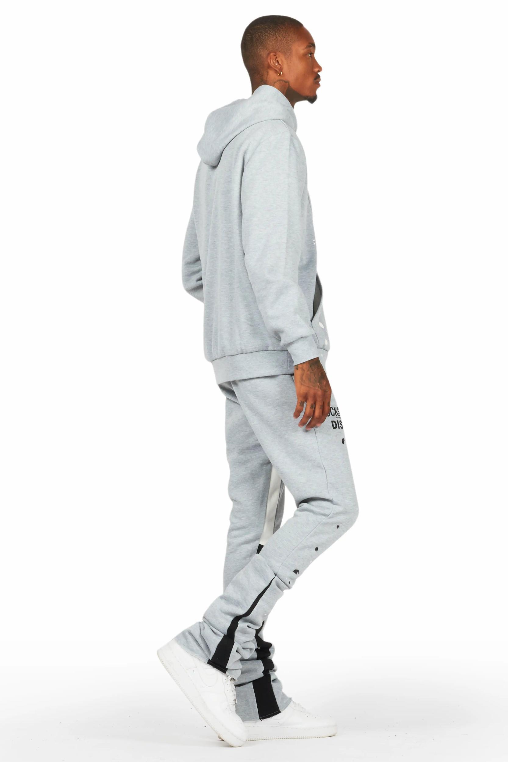 Jaco Heather Grey Hoodie/Super Stacked Flare Pant Track Set Male Product Image