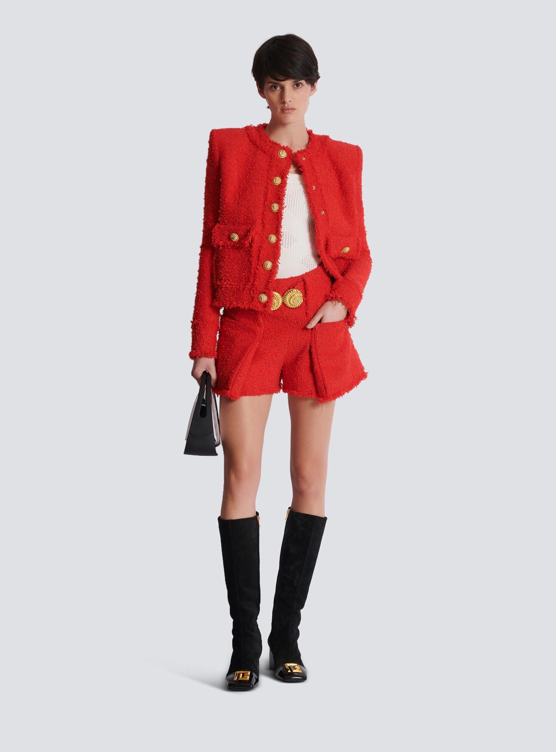 Belted tweed shorts with Snail buttons Product Image