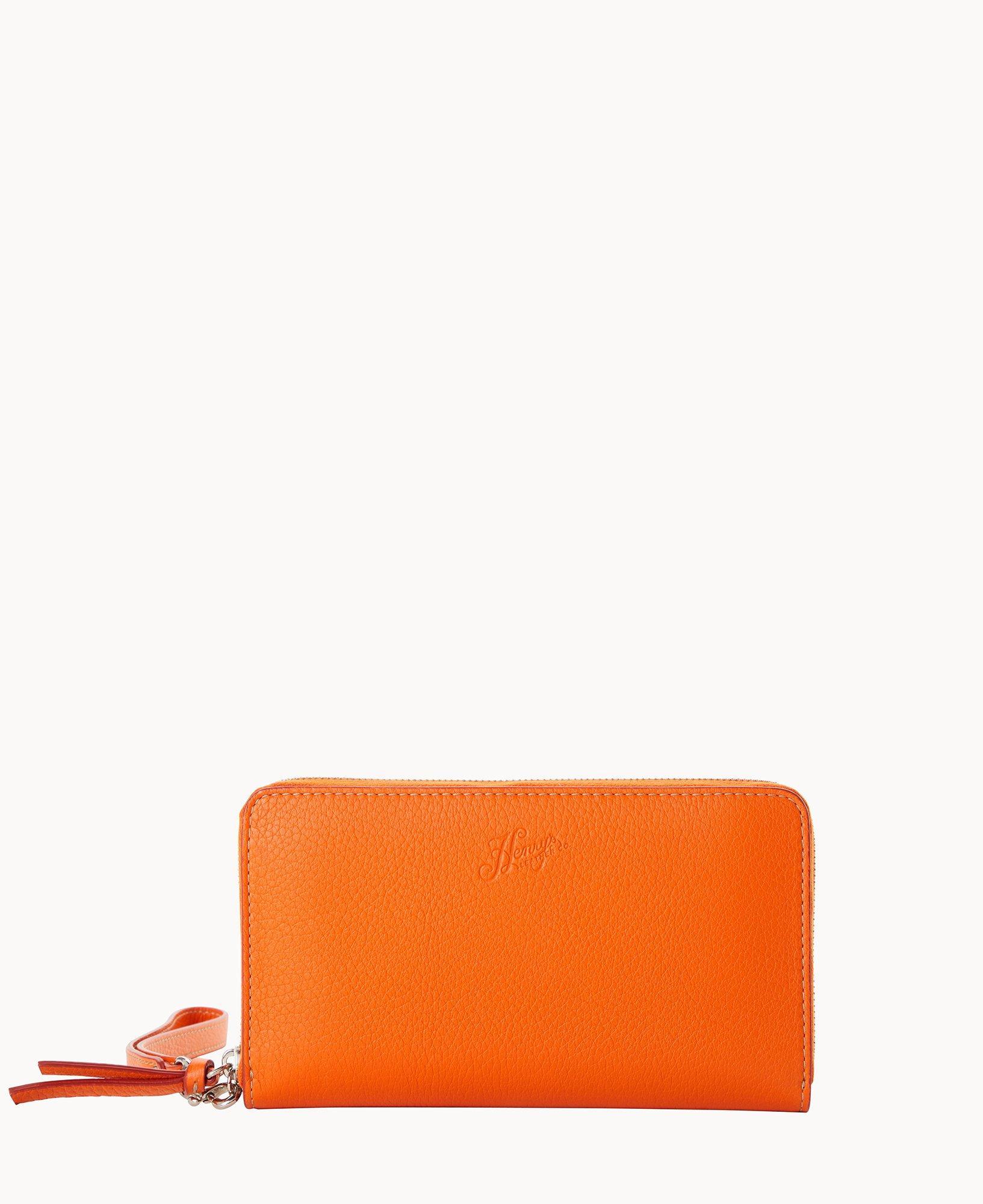 Dooney & Bourke Womens Henrys Large Zip Around Leather Wristlet in Dark Taupe Product Image