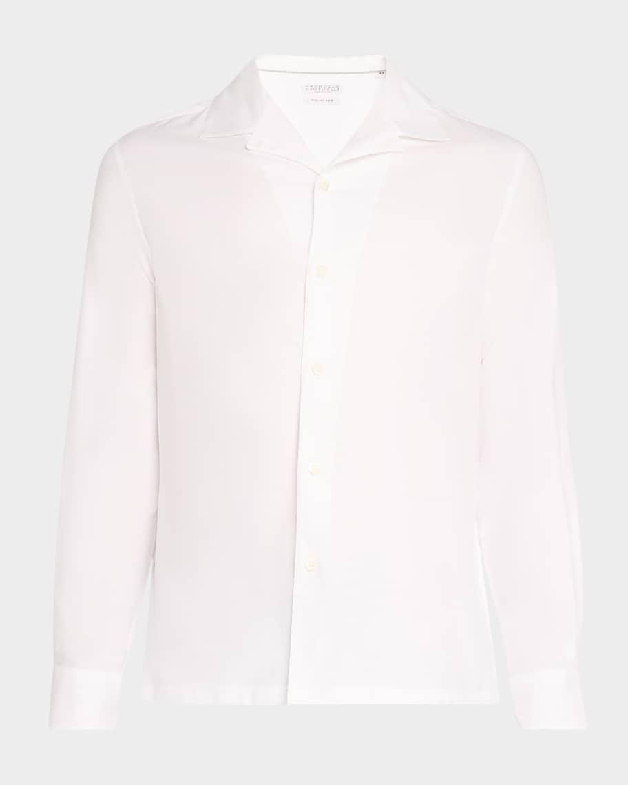 Mens Cotton Twill Camp-Collar Sport Shirt Product Image