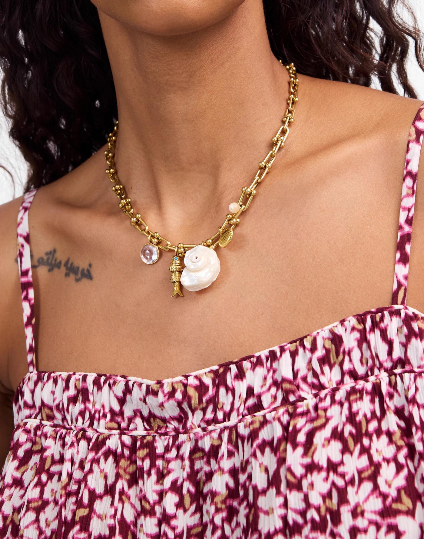 Mother of Pearl U-Link Charm Necklace Product Image