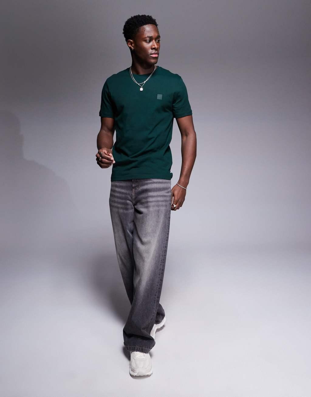 BOSS Orange Tales tonal logo T-shirt relaxed fit in dark green Product Image