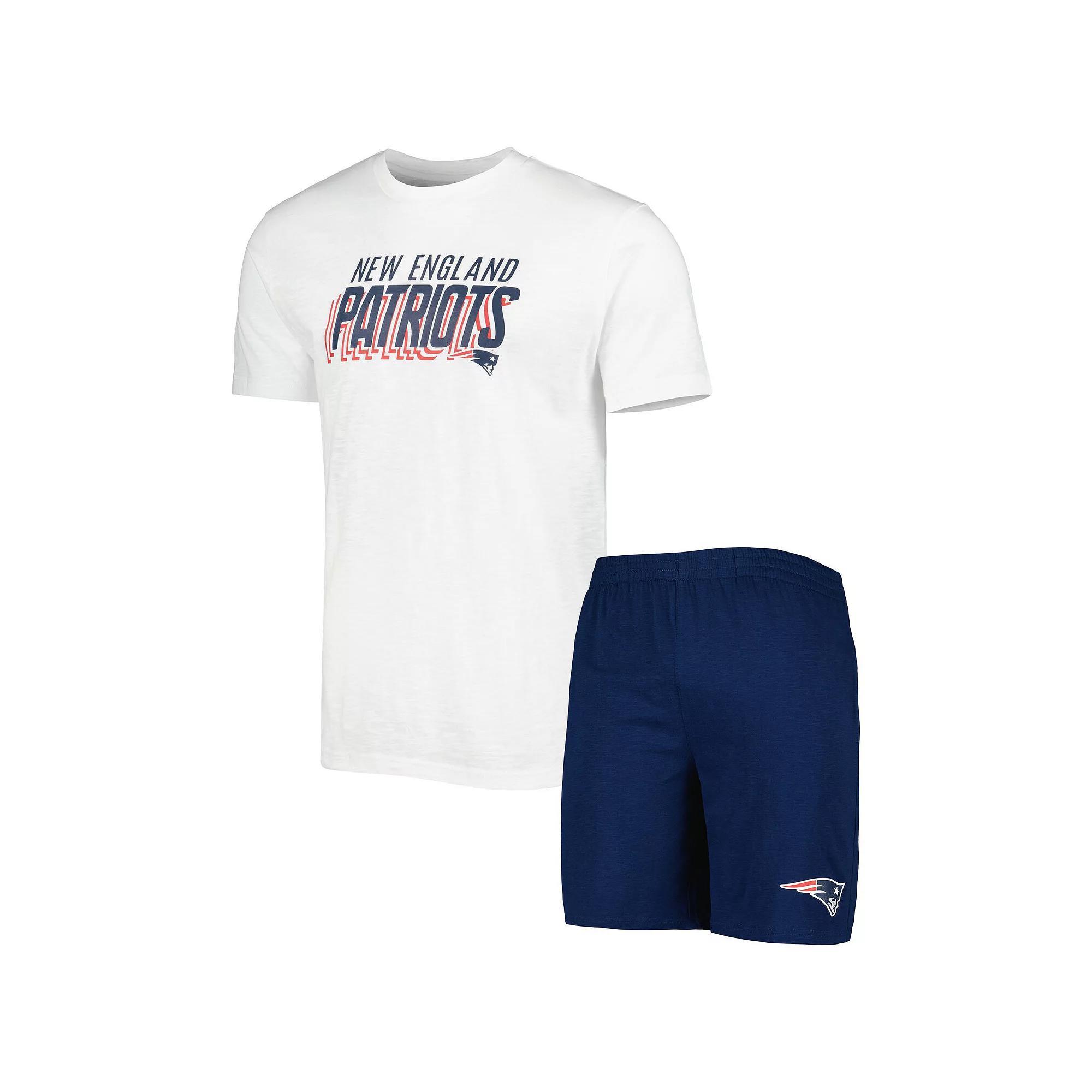 Men's Concepts Sport Navy/White New England Patriots Downfield T-Shirt & Shorts Sleep Set, Size: XL, Blue Product Image