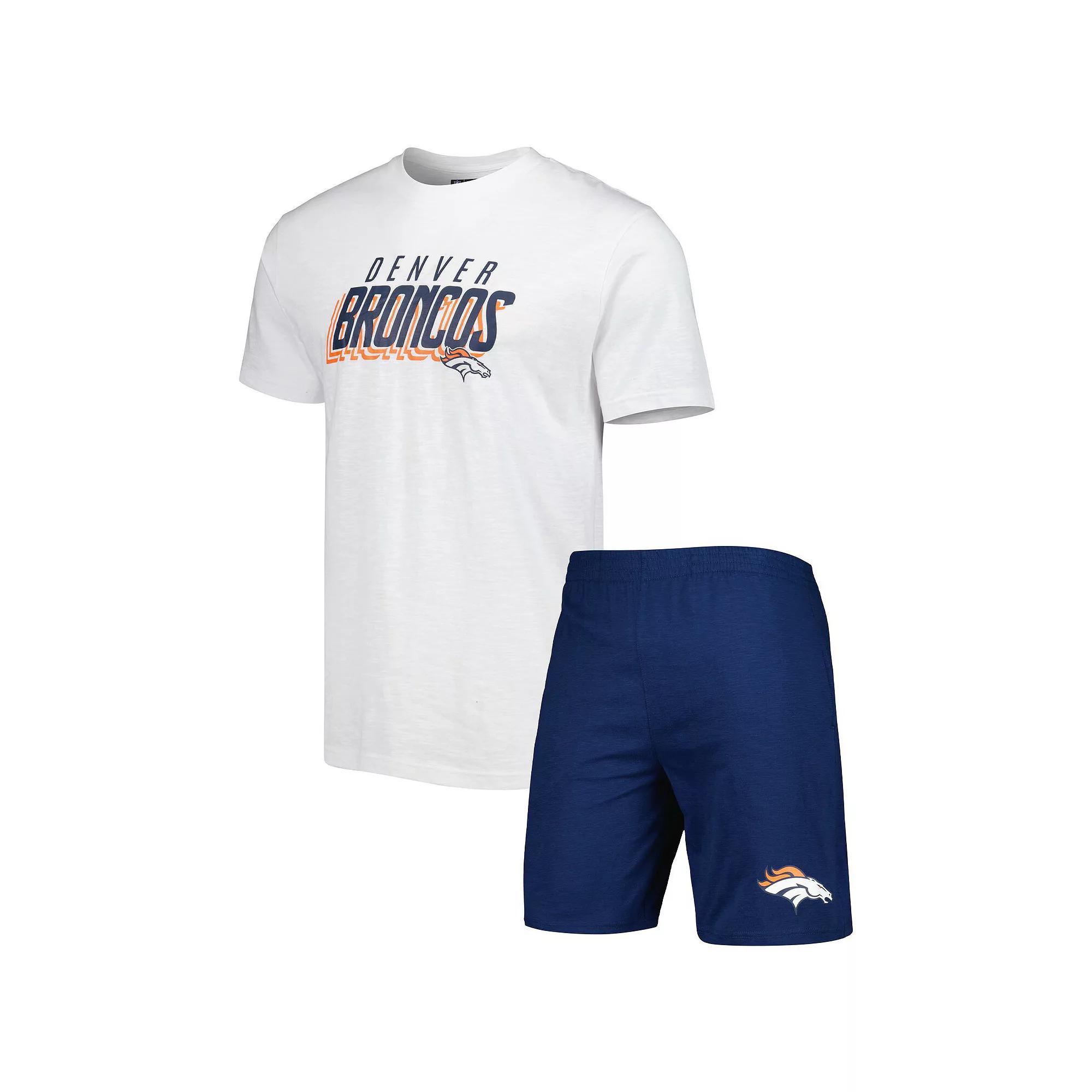 Mens Concepts Sport /White Denver Broncos Downfield T-Shirt & Shorts Sleep Set Blue Product Image