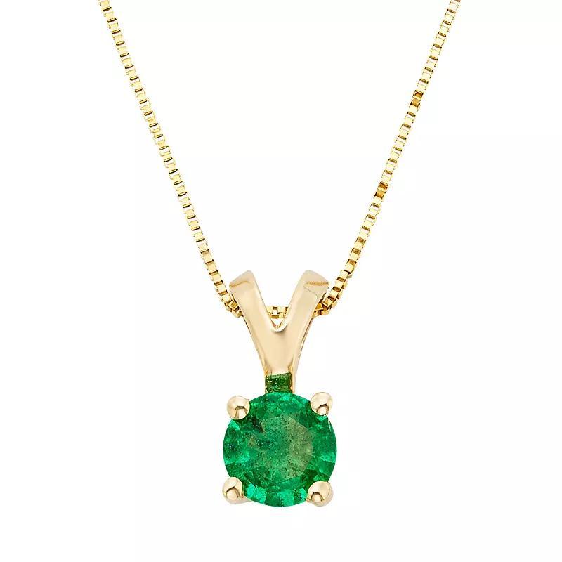 The Regal Collection Emerald 14k Gold Pendant Necklace, Women's, Size: 18", Yellow Product Image