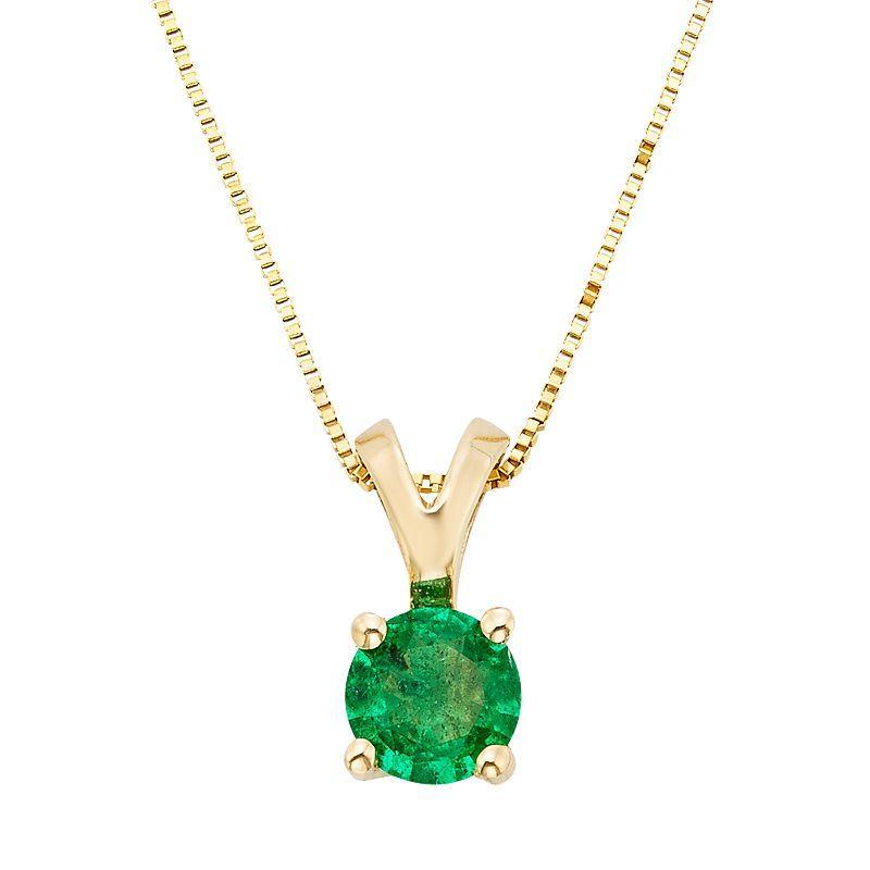 The Regal Collection Emerald 14k Gold Pendant Necklace, Women's, Size: 18", Yellow Product Image