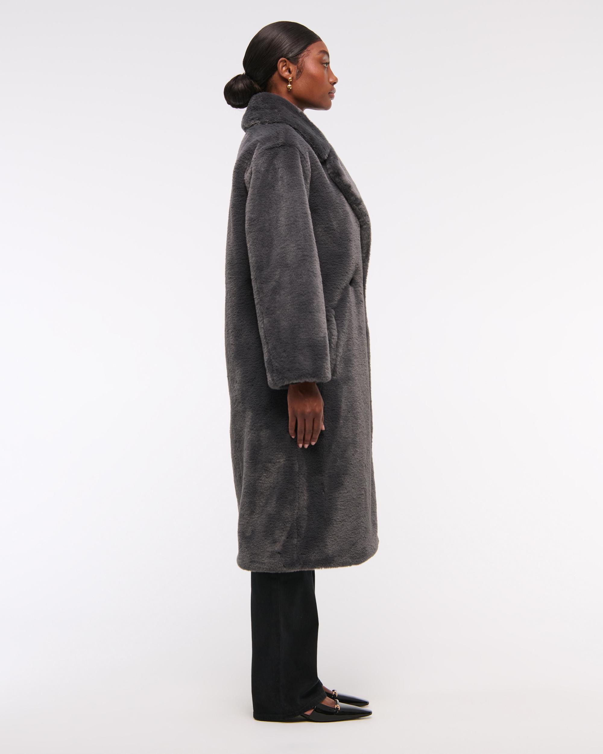 Double-Breasted Faux Fur Coat Product Image