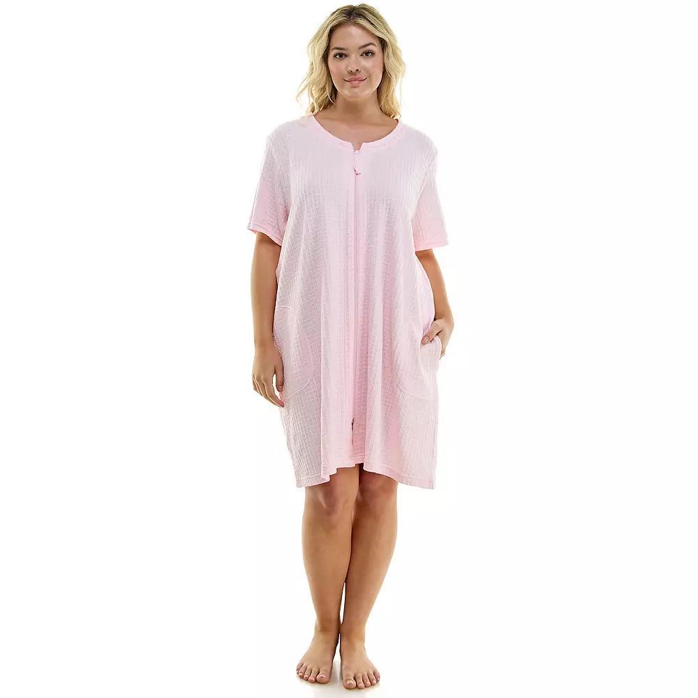 Plus Size Croft & Barrow Zip Front Robe, Womens Product Image