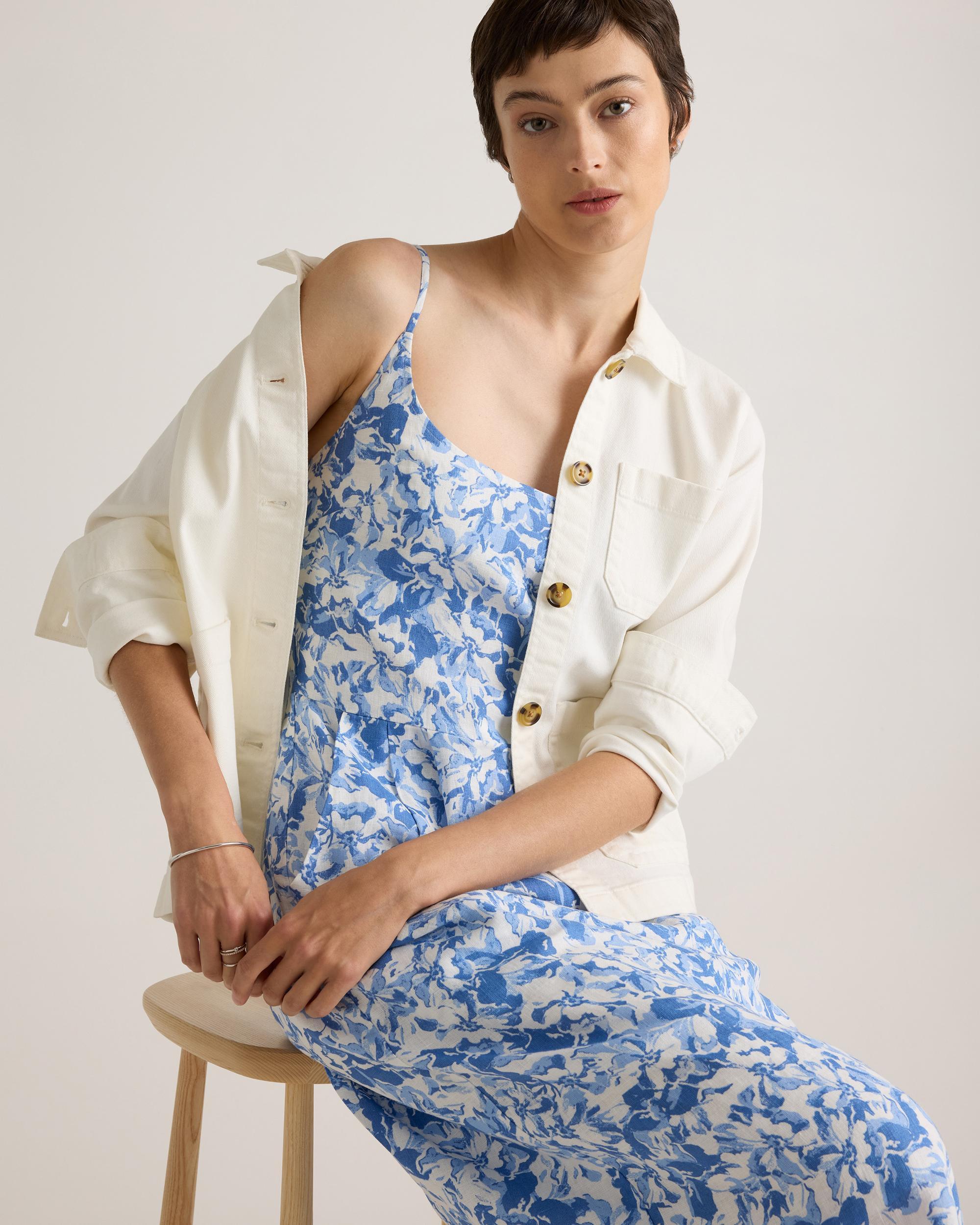 Quince | Women's 100% European Linen Scoop Neck Midi Dress Product Image