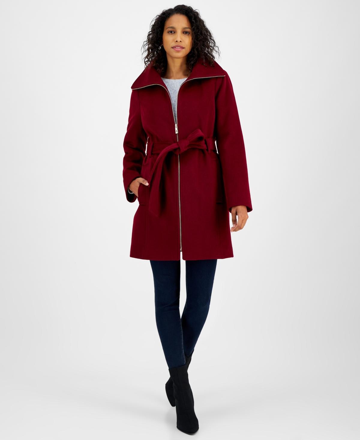 Michael Michael Kors Womens Belted Zip-Front Coat, Created for Macys Product Image
