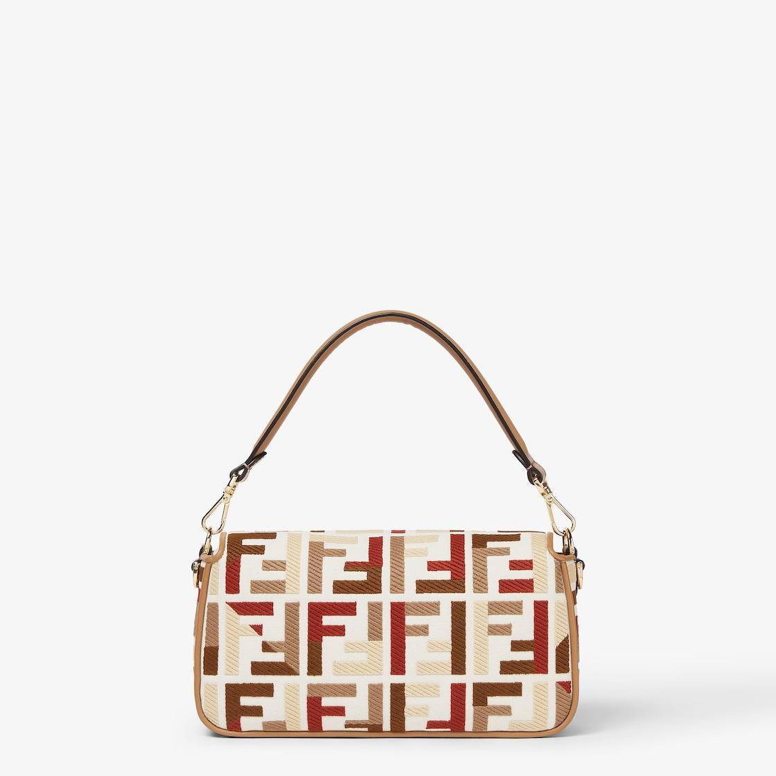 BaguetteCanvas bag with multicolor FF embroidery Product Image