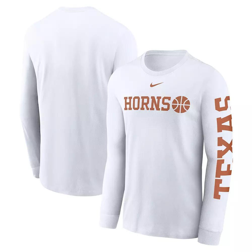 Men's Nike  White Texas Longhorns Basketball Icon Two-Hit Long Sleeve T-Shirt, Size: 2XL Product Image