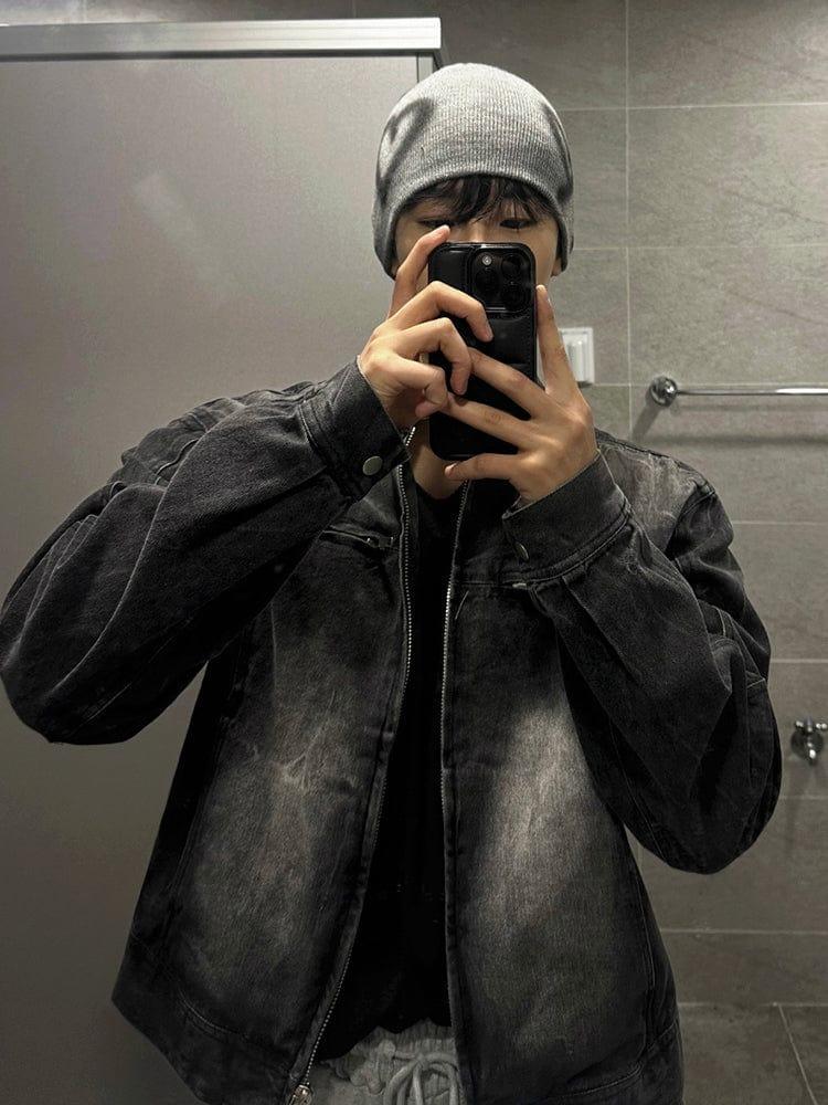 RT No. 12411 WASHED BLACK BIKER DENIM JK Product Image