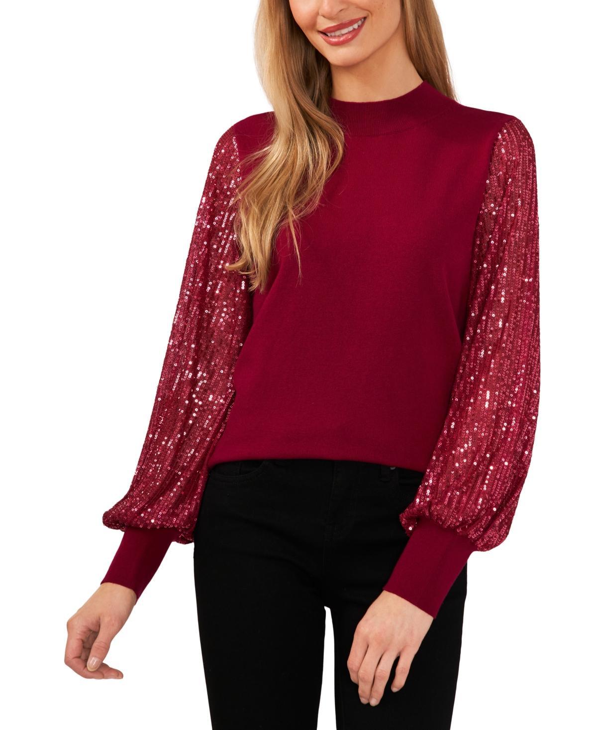 CeCe Sequin Sleeve Sweater (Rich ) Women's Clothing Product Image