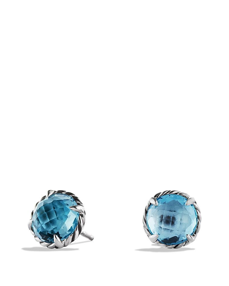 Womens Petite Chatelaine Stud Earrings in Sterling Silver with 18K Yellow Gold Domes, 8mm Product Image