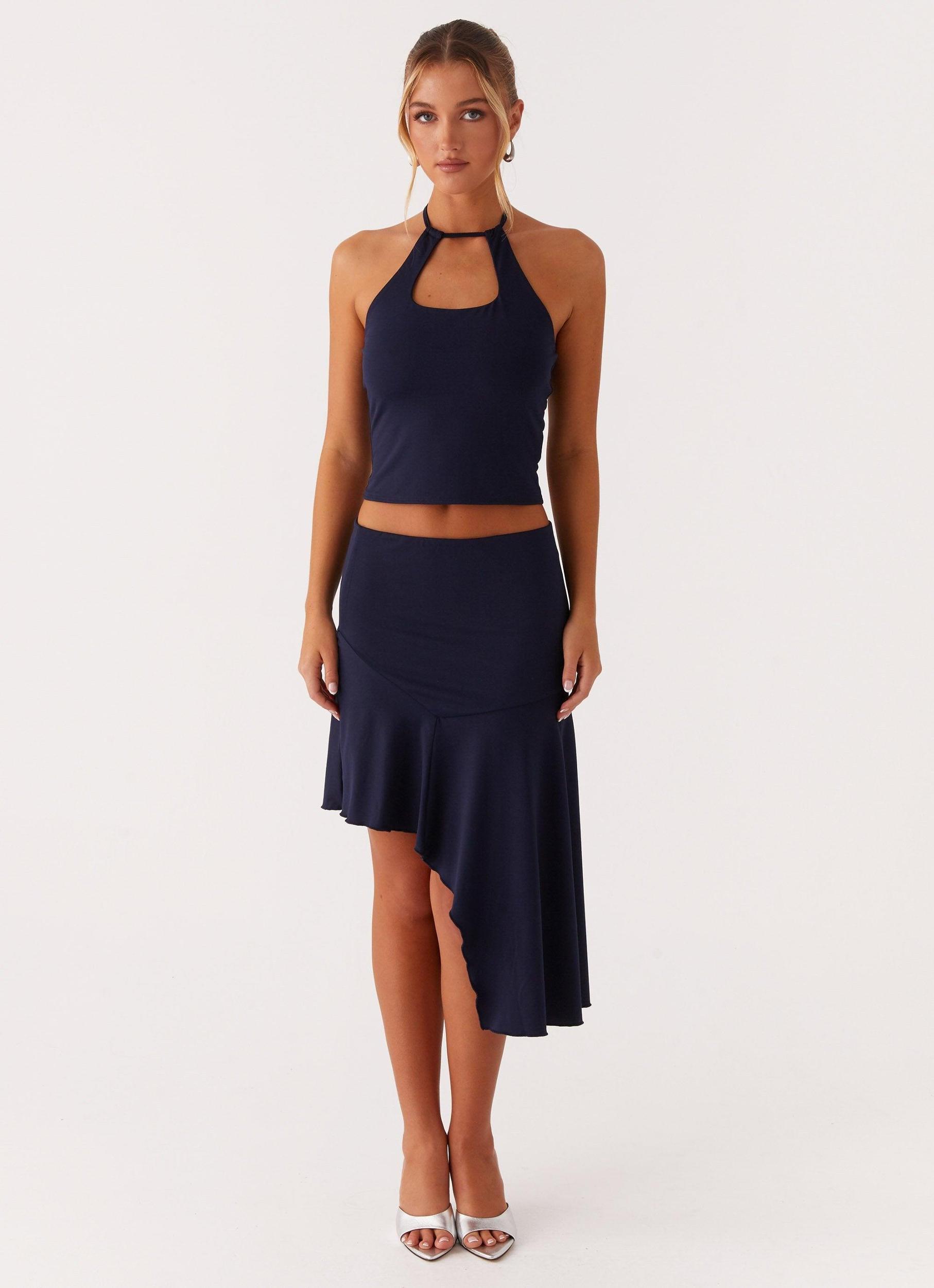 Paris Nights Halter Top - Navy Product Image
