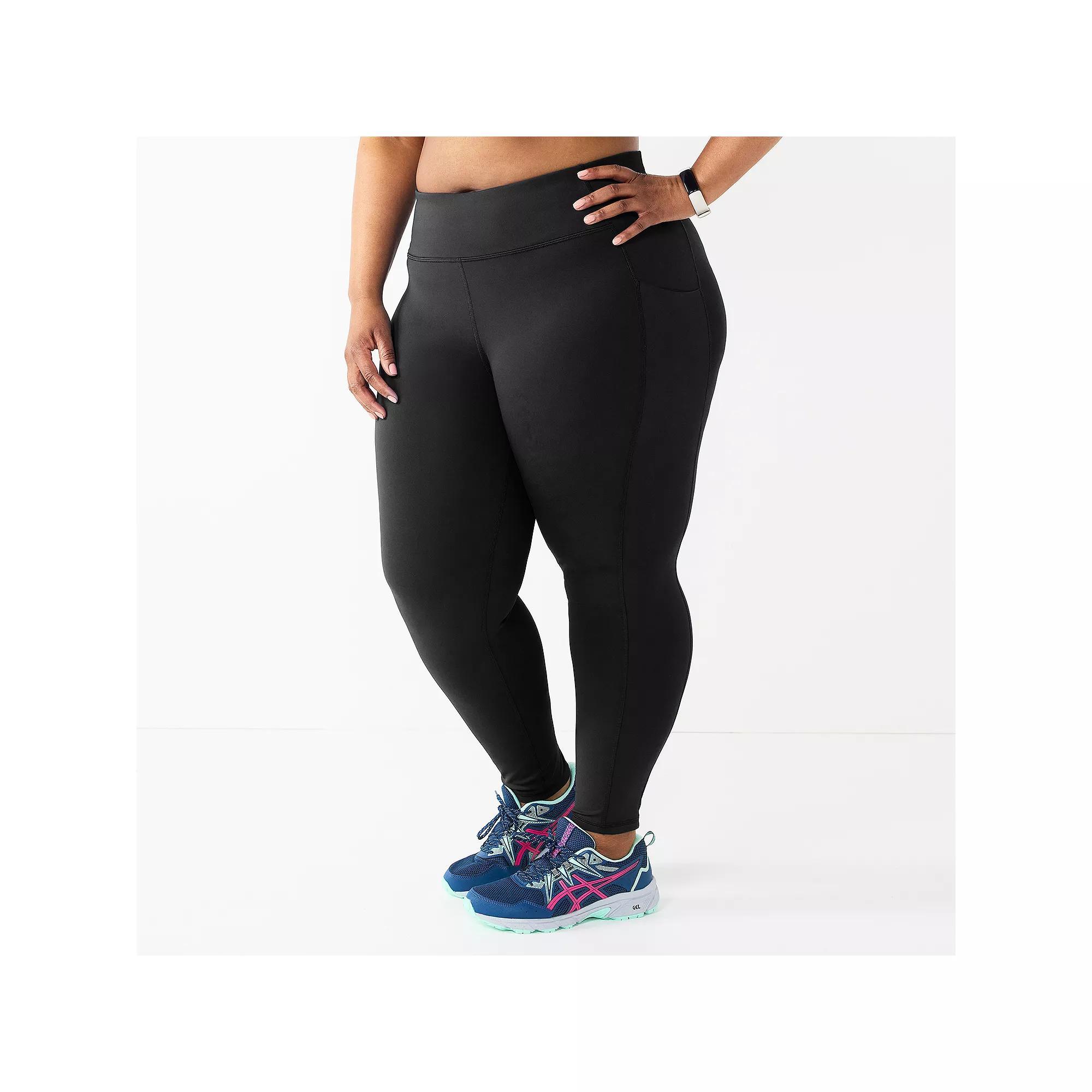 Plus Size Tek Gear® Ultrastretch High-Waisted Side Pocket 7/8 Leggings, Women's, Size: 2XL, Black Product Image