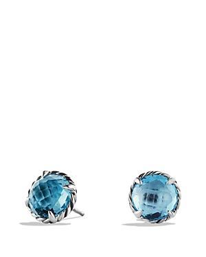 Womens Petite Chatelaine Stud Earrings in Sterling Silver with 18K Yellow Gold Domes, 8mm Product Image