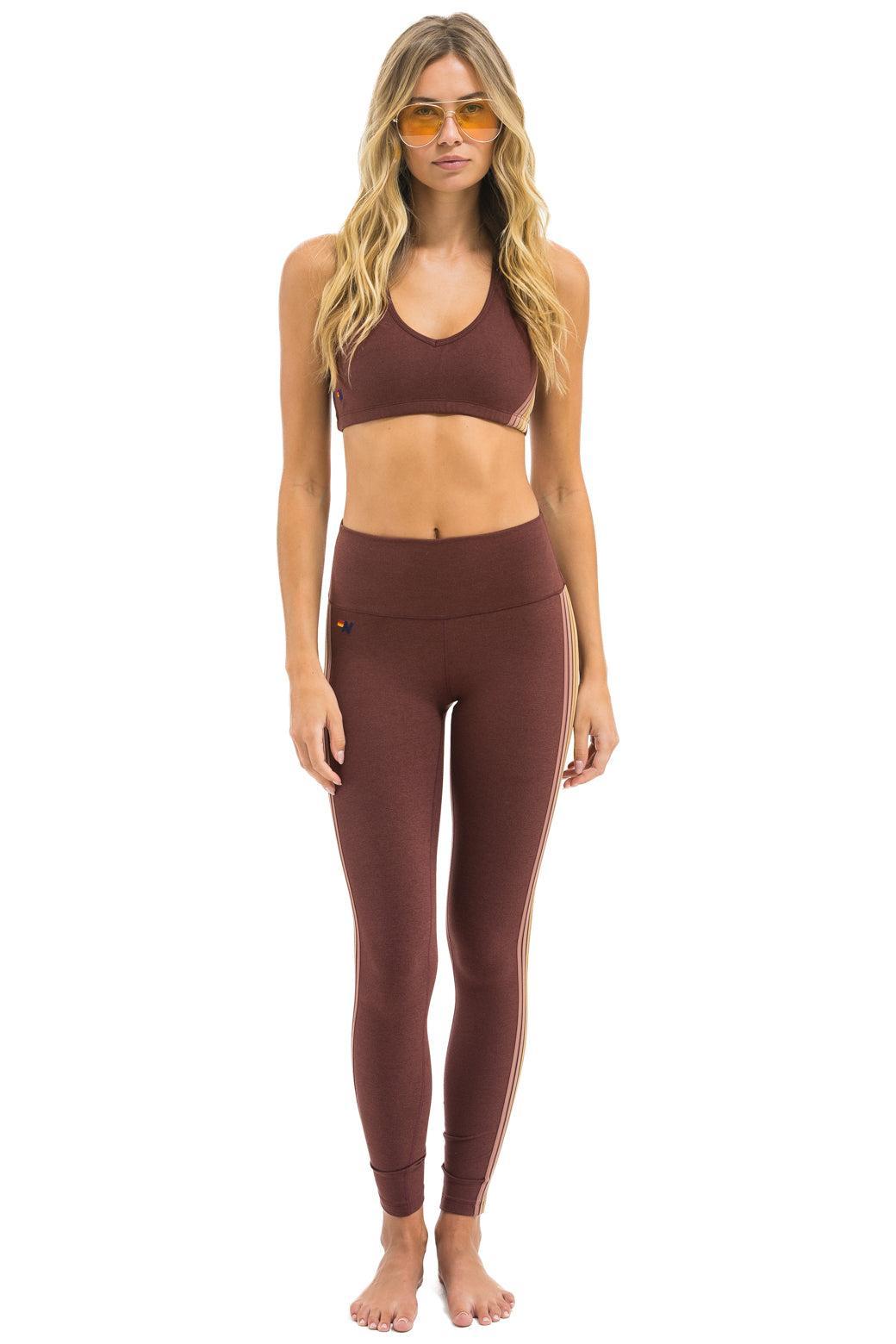 FULL LENGTH HI-RISE 5 STRIPE LEGGINGS - MOCHA Female Product Image