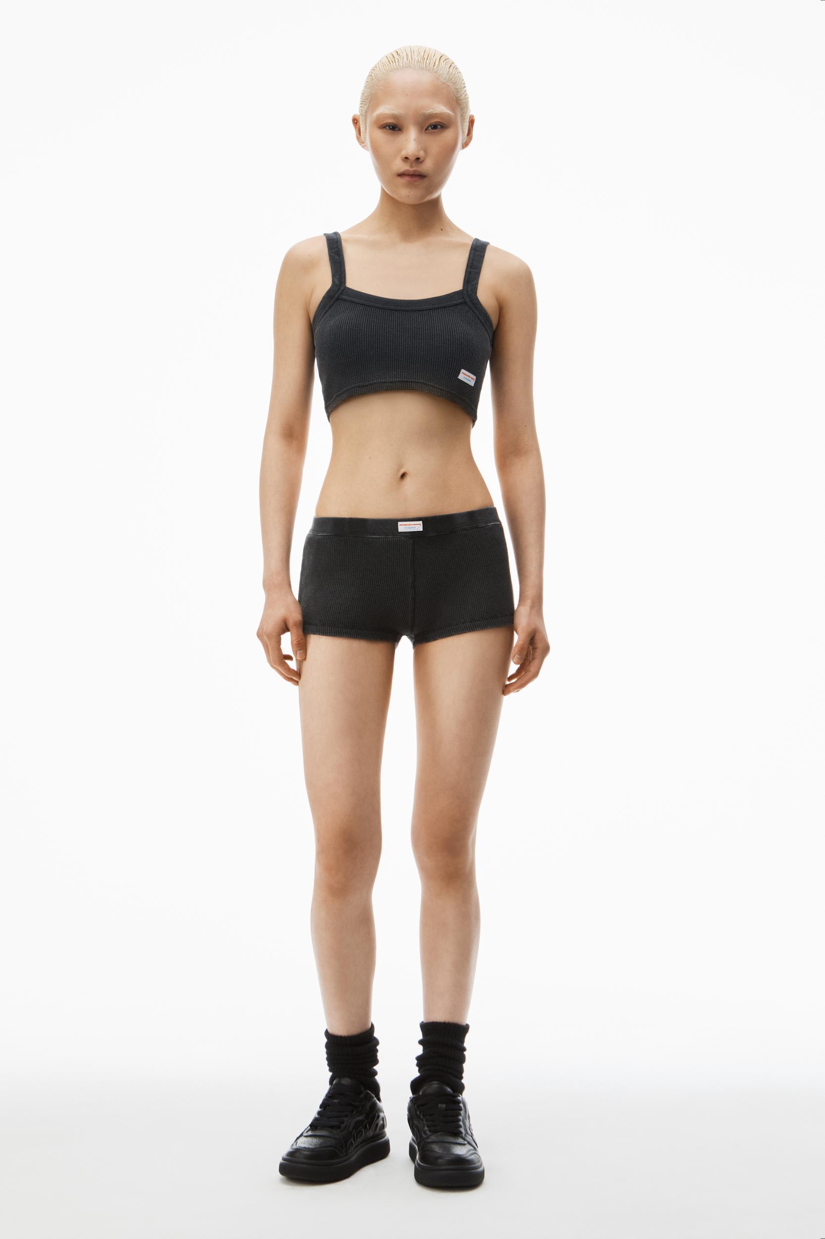 Cropped Camisole In Waffle-knit Cotton Stretch Product Image