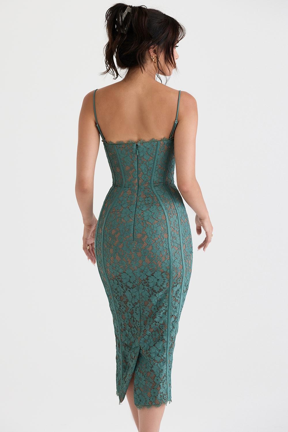 Joelle Forest Lace Midi Dress Product Image
