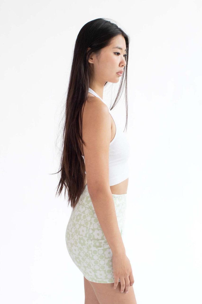 White Seamless Deep V Halter Neck Product Image