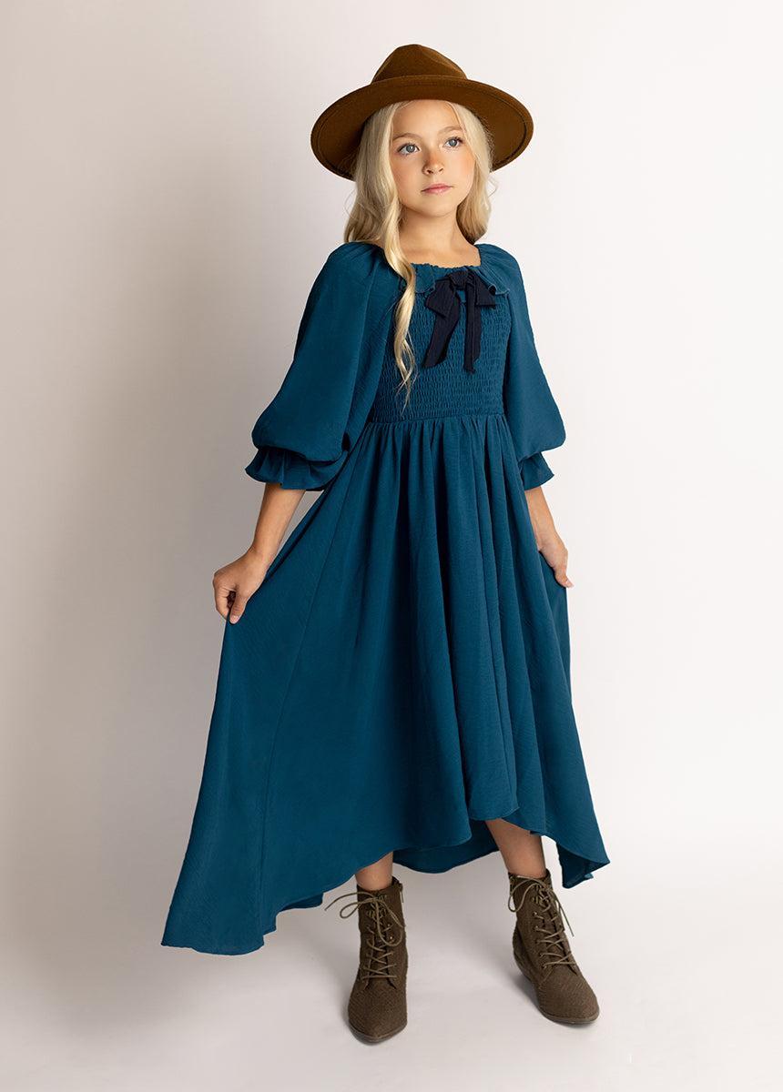 Odina Dress in Ocean Teal Girls Product Image