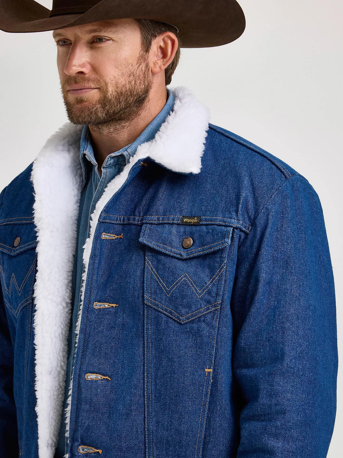 Wrangler® Western Sherpa Lined Denim Jacket | Men's JACKETS & OUTERWEAR | Wrangler® Product Image