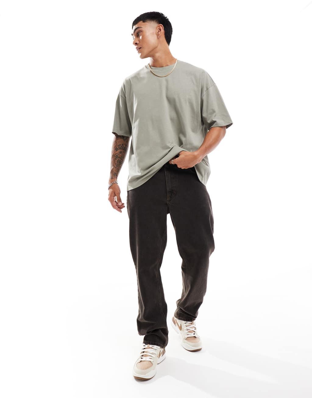 ASOS DESIGN essential oversized t-shirt in khaki Product Image