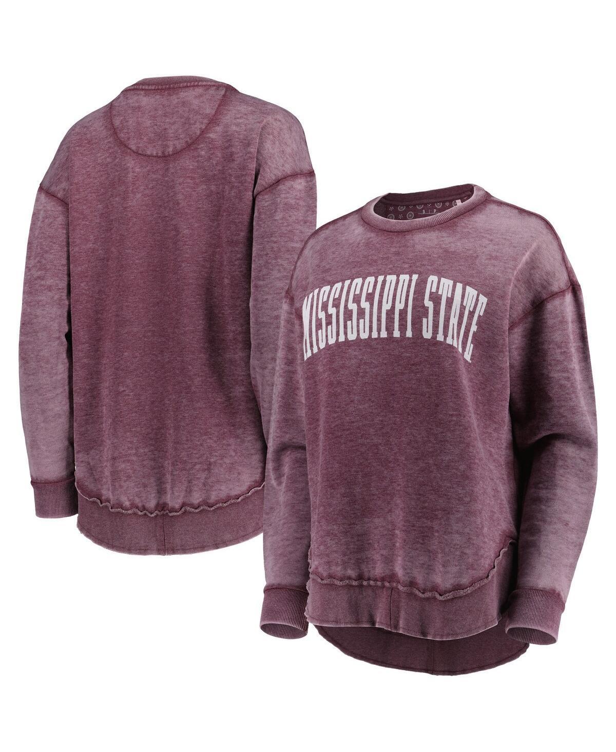 Women's Pressbox Maroon Mississippi State Bulldogs Vintage Wash Pullover Sweatshirt, Size: Medium, Mst Red Product Image