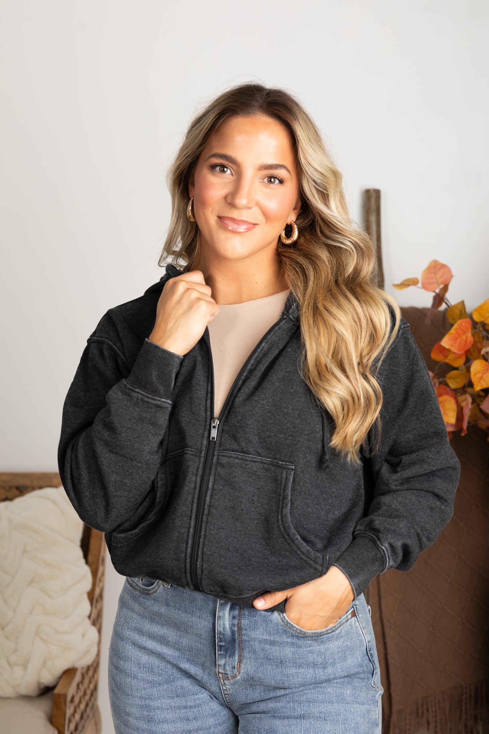 Fleece Pigment Dyed Zip-Up Hooded Sweatshirt Product Image