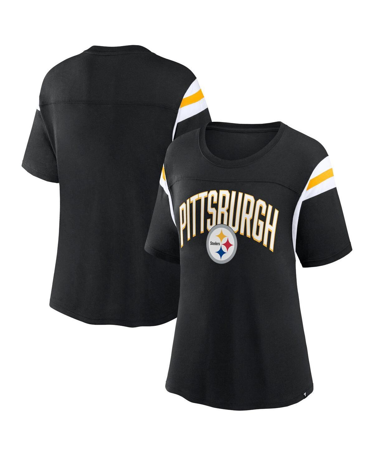 Women's Fanatics Branded Black Pittsburgh Steelers Earned Stripes T-Shirt, Size: XS Product Image