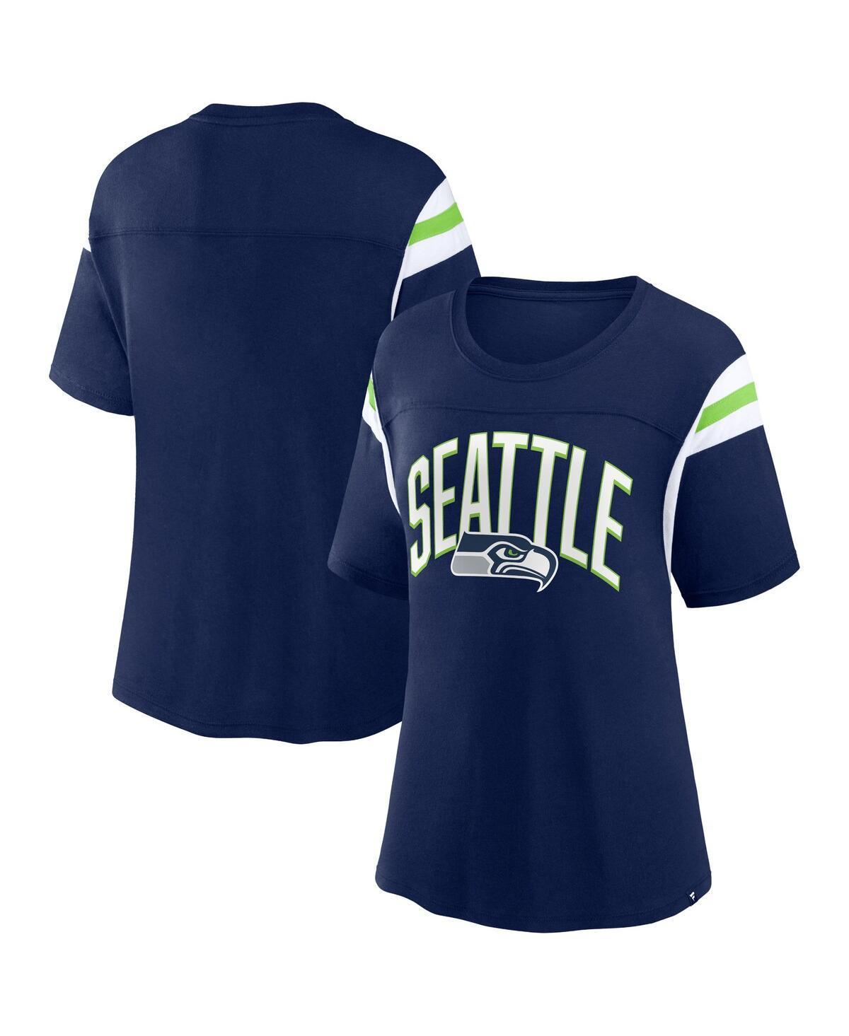 Women's Fanatics Branded College Navy Seattle Seahawks Earned Stripes T-Shirt, Size: XS, Blue Product Image