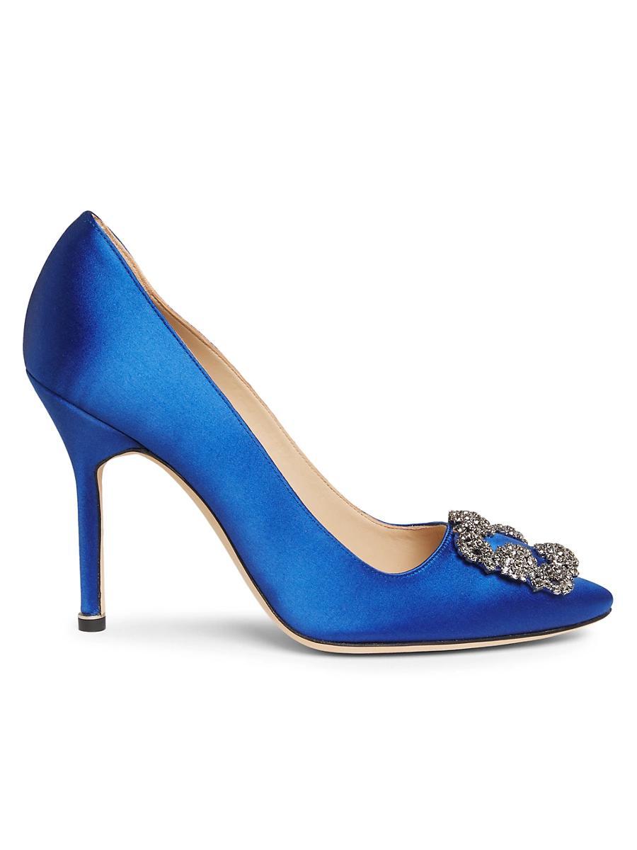 Womens Hangisi 70MM Crystal-Embellished Satin Pumps Product Image