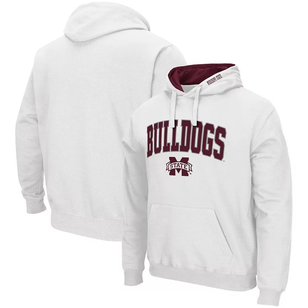 Men's Colosseum White Mississippi State Bulldogs Arch & Logo 3.0 Pullover Hoodie, Size: 3XL, Mst White Product Image