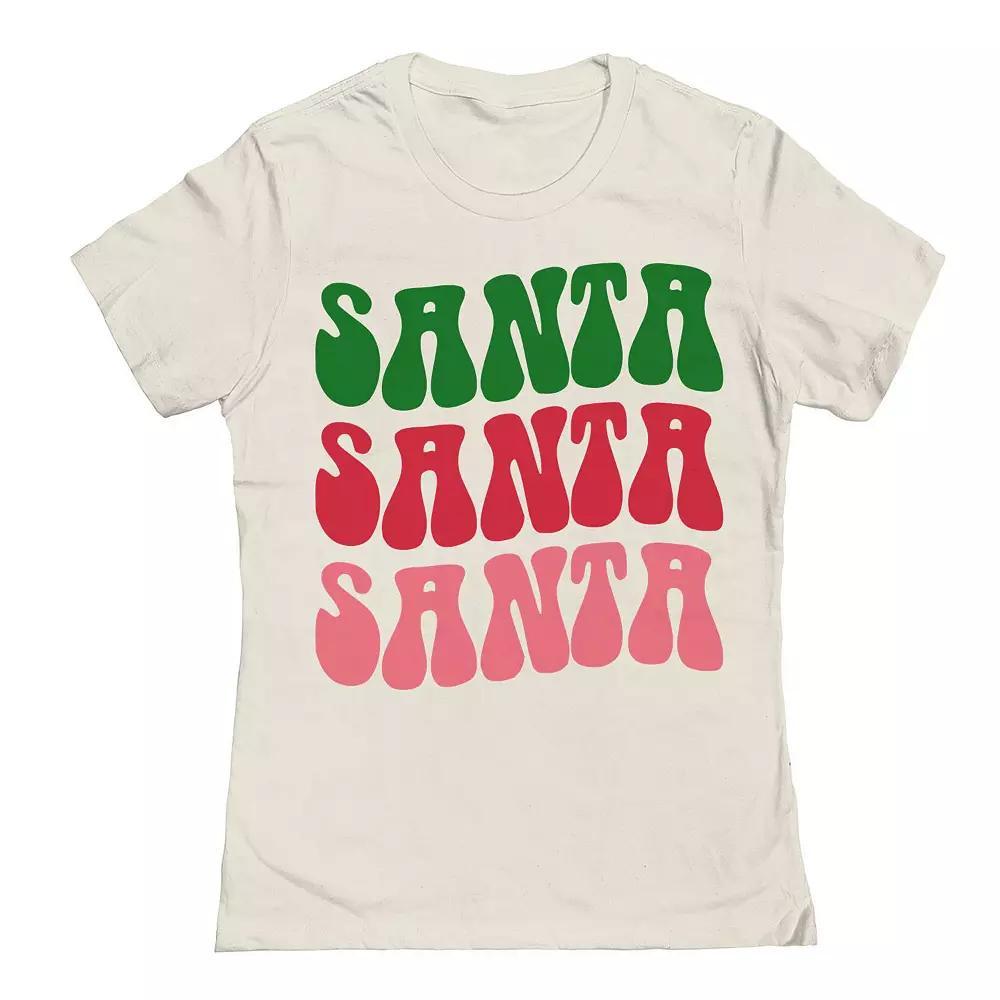 Junior's Christmas Tree Santa Santa Graphic Tee, Women's, Size: Medium, Natural Product Image