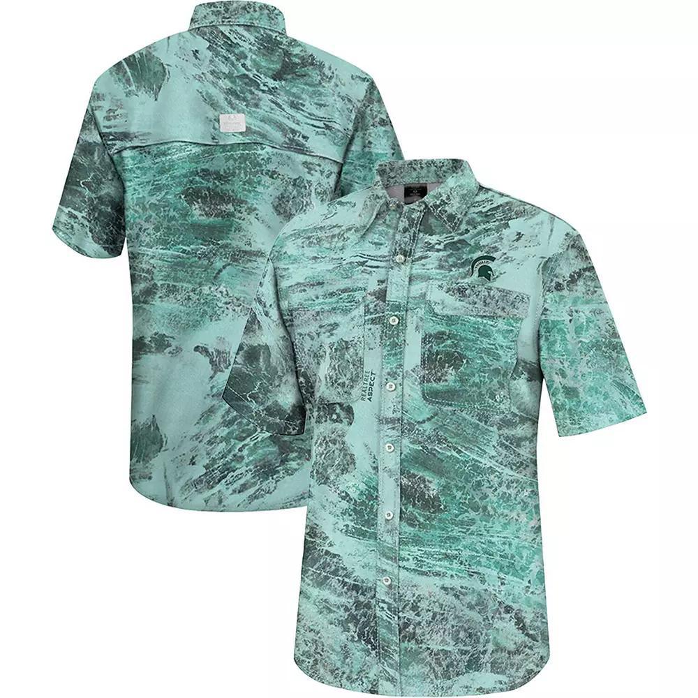 Men's Colosseum  Green Notre Dame Fighting Irish Realtree Aspect Charter Full-Button Fishing Shirt, Size: XXL Product Image
