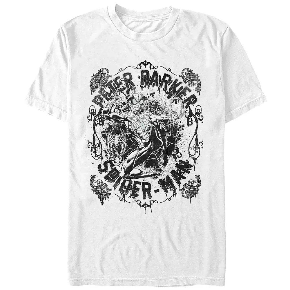 Men's Spider-Man Peter Parker Spidey Portrait Graphic Tee, Size: Small, White Product Image
