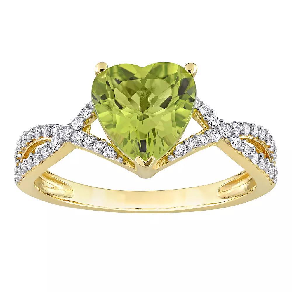 Stella Grace 14k Gold Peridot & 1/5 Carat T.W. Diamond Infinity Heart Engagement Ring, Women's, Size: 9 Product Image
