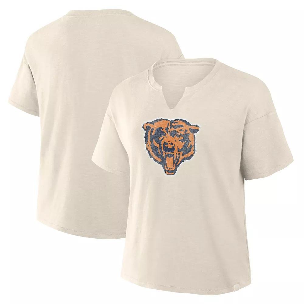 Women's Fanatics Cream Chicago Bears Slub V-Neck T-Shirt, Size: Small, Beige Product Image