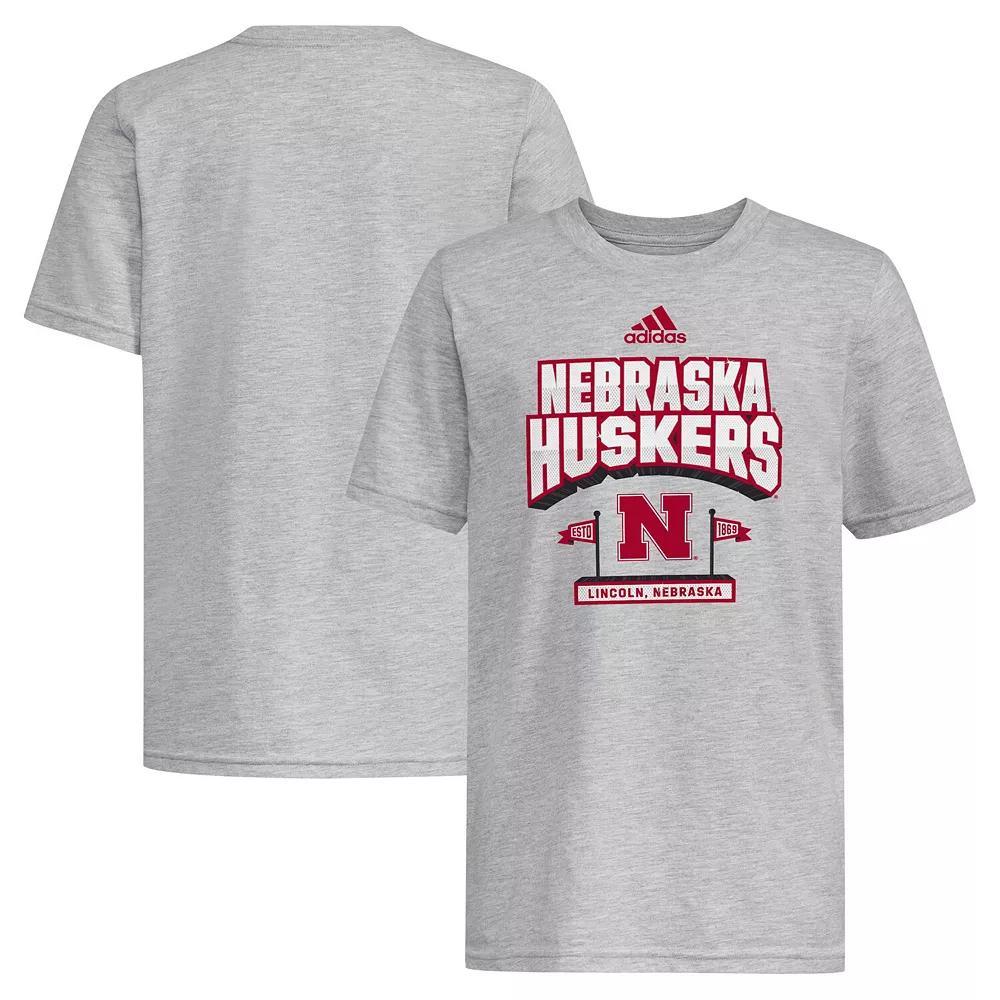Men's adidas Gray Nebraska Huskers Stake Our Claim T-Shirt, Boy's, Size: Youth XL, Grey Product Image