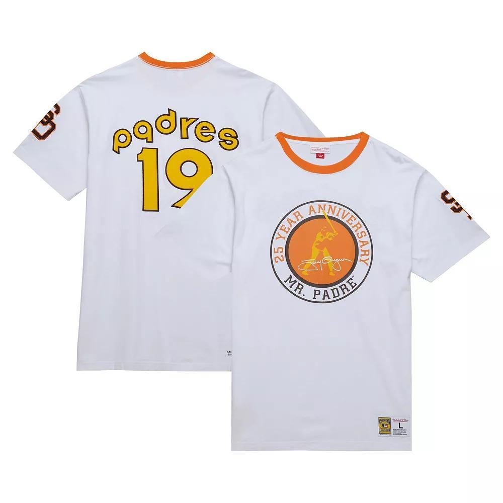 Men's Mitchell & Ness White San Diego Padres Cooperstown Collection Player Legends Ringer T-Shirt, Size: Medium Product Image