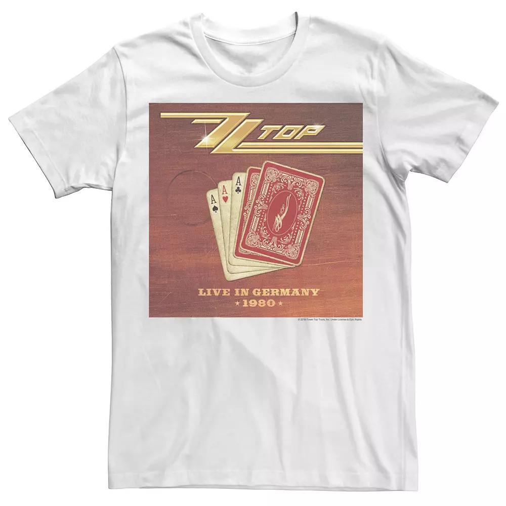 Men's ZZ Top Live In Germany Playing Cards Poster Graphic Tee, Size: Small, White Product Image