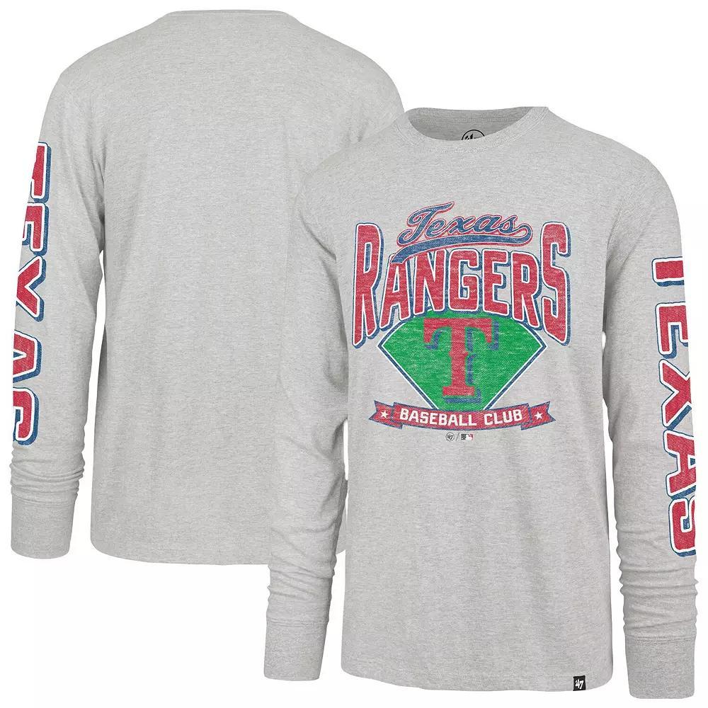 Men's '47 Gray Texas Rangers Fair Ball Franklin Long Sleeve T-Shirt, Size: Small, Grey Product Image