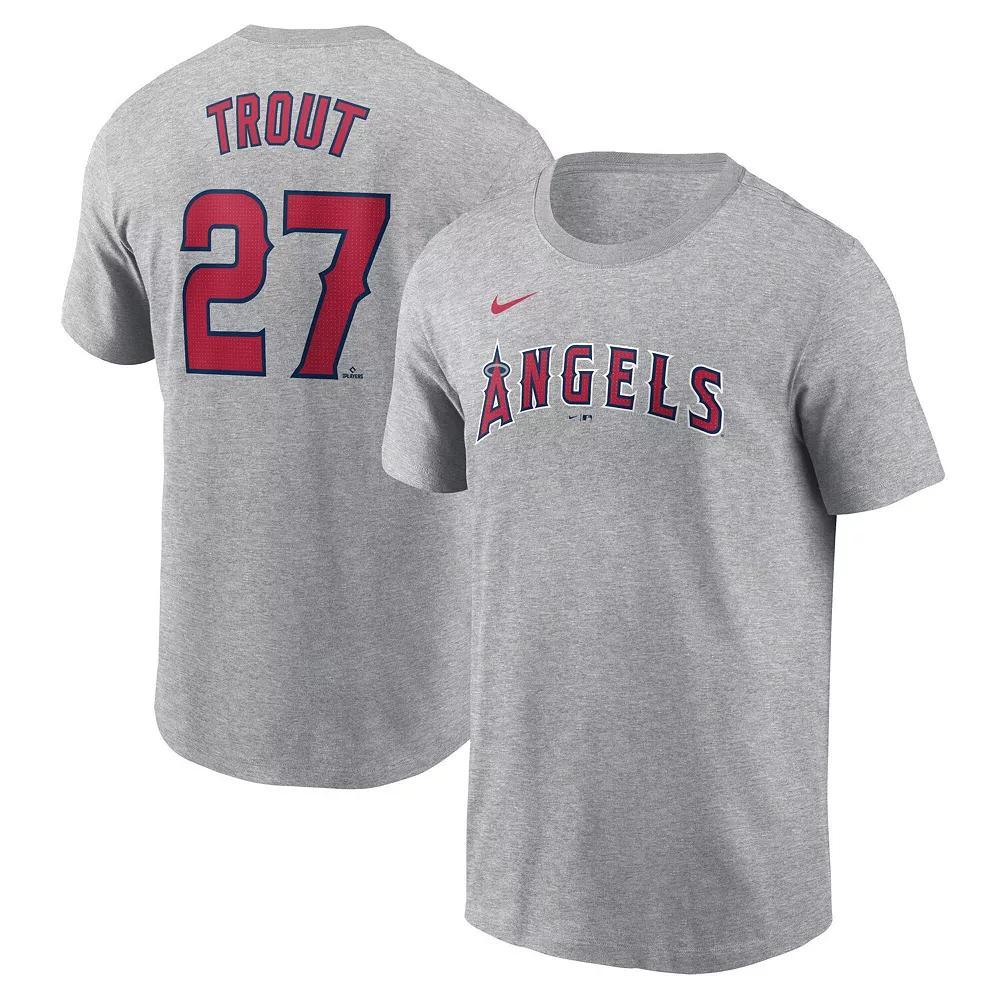 Men's Nike Mike Trout Gray Los Angeles Angels Fuse Name & Number T-Shirt, Size: 2XL, Grey Product Image