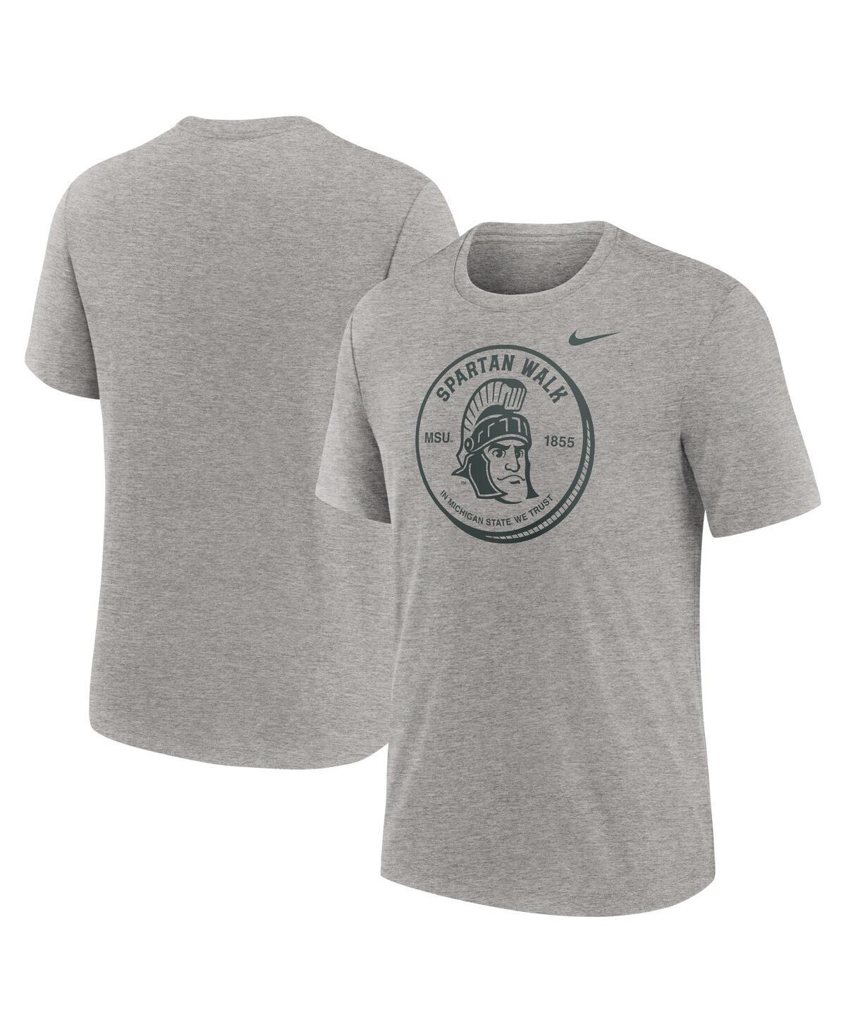 Men's Nike Heather Gray Michigan State Spartans Local Campus Time Honored Tradition Tri-Blend T-Shirt, Size: Medium, Grey Product Image