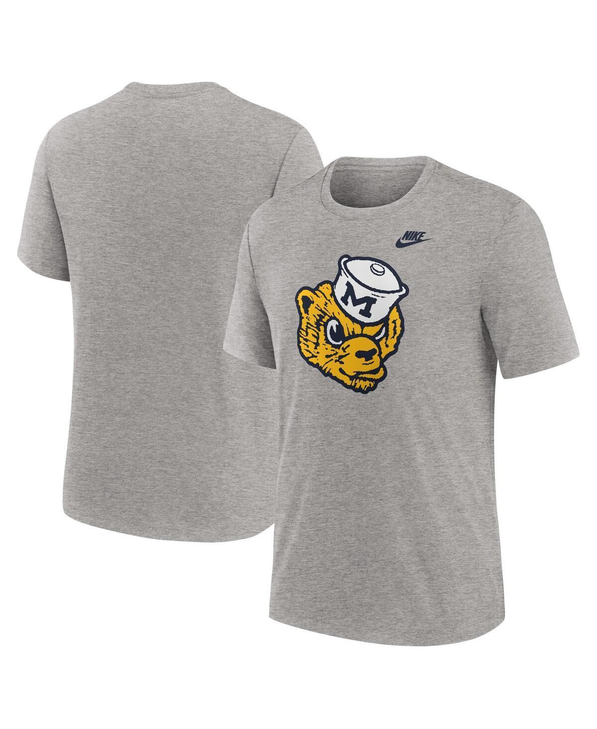 NIKE Men's Michigan Wolverines Blitz Evergreen Legacy Primary Tri-blend T-shirt In Navy Product Image
