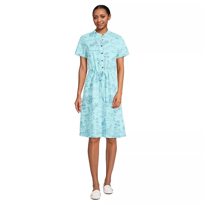 Women's Lands' End Button Front Shirtdress, Size: XL, Lily Medallion Tile Product Image