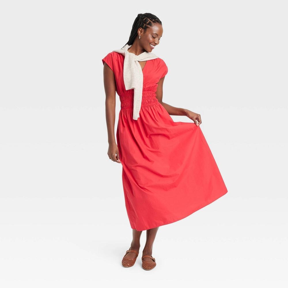 Women's Midi A-Line Dress - Universal Thread™ Red M Product Image