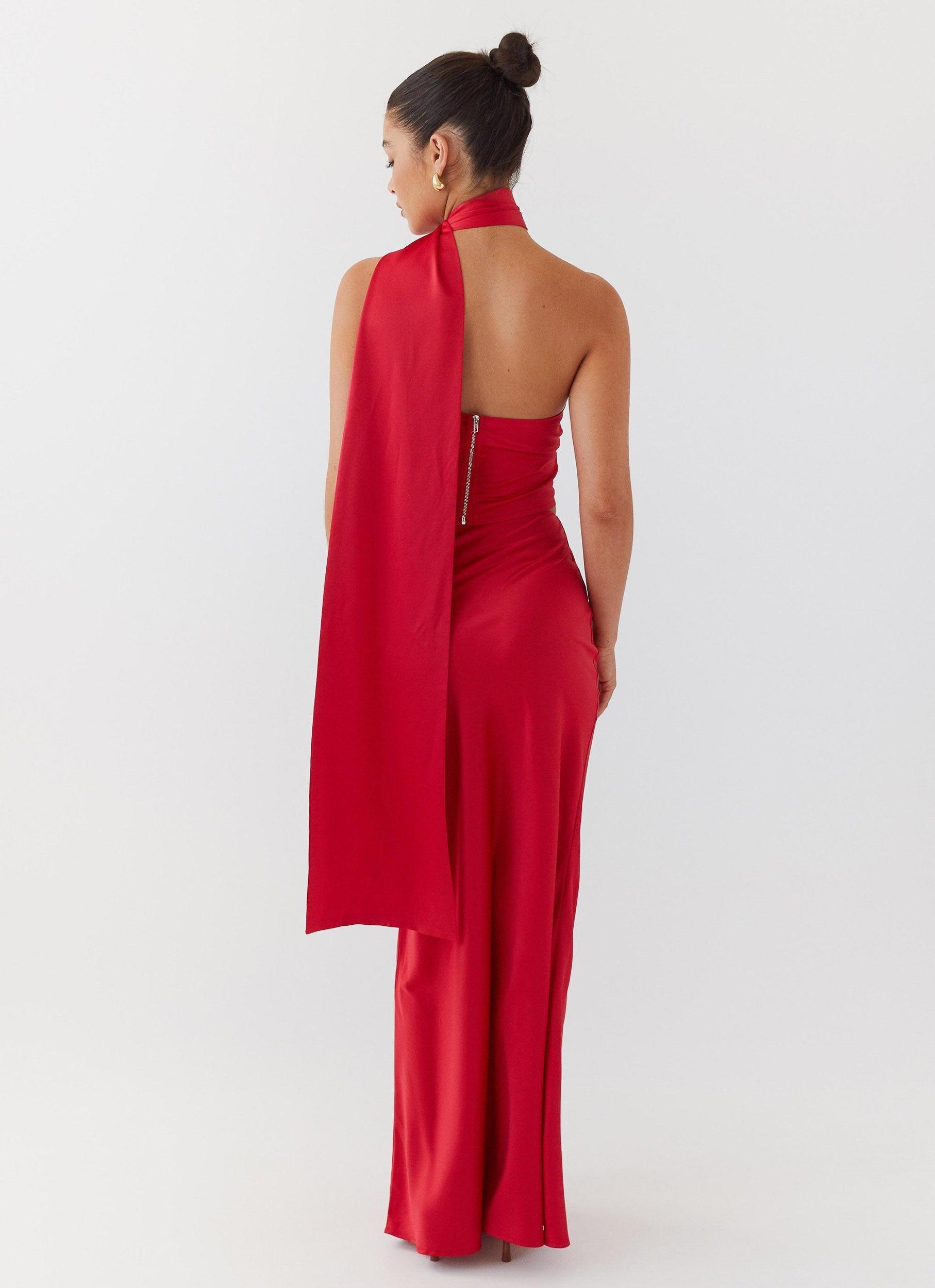 Josefina Satin Maxi Skirt - Rouge Red Product Image